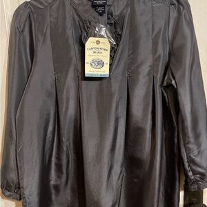 100% silk Canyon River Blues Charcoal Blouse